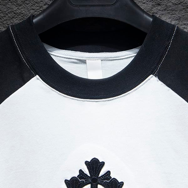 おすすめクロムハーツ カラーブロック クロスレザー 半袖Tシャツ 偽物 Kuv16498